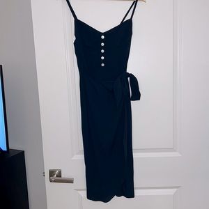 Reformation navy wrap mini dress
